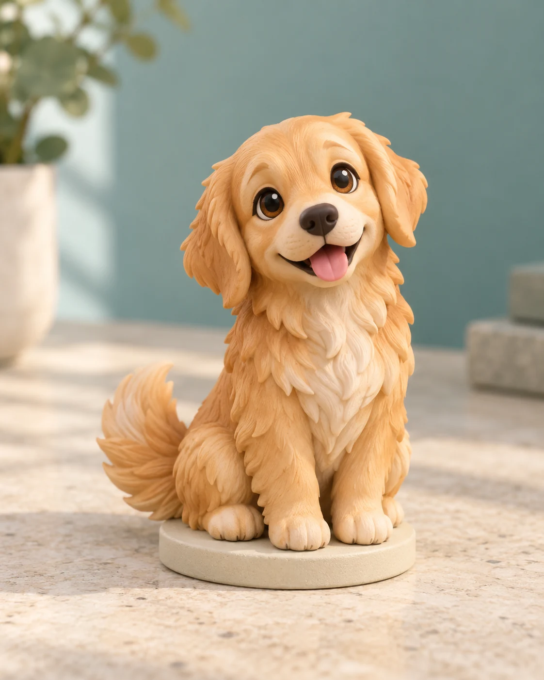 Cartoon golden dog miniature with rounded features — illustrative product view