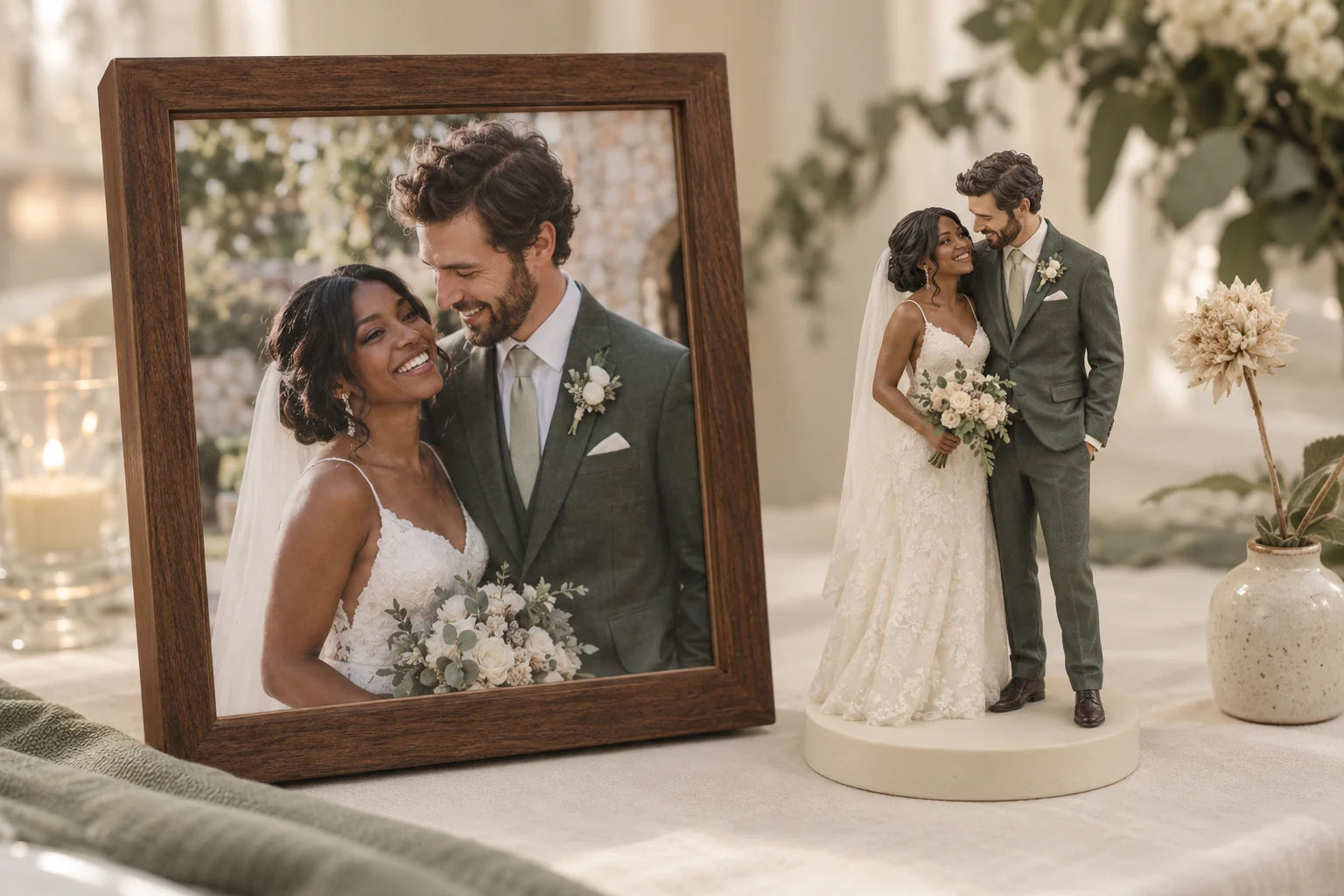 After the wedding photo-to-figurine illustrative concept