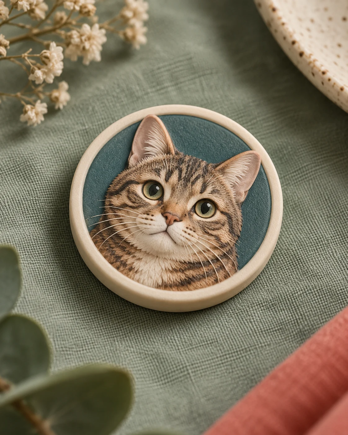 3D Photo Relief Badge — illustrative product view