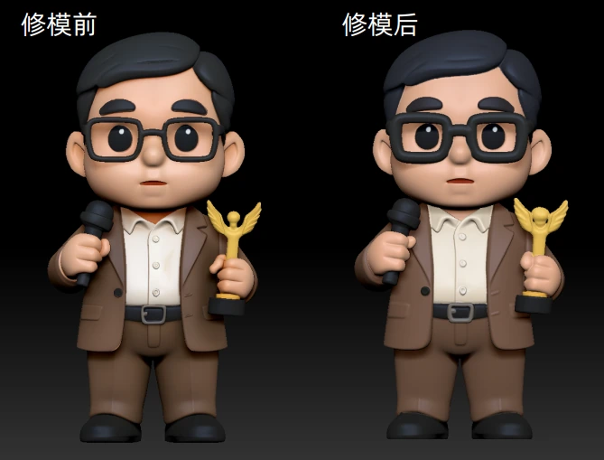 Source model before and after fine preparation at the larger scale